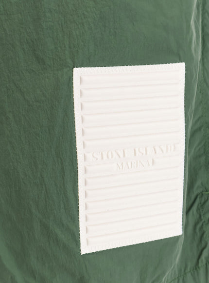 Stone Island Nylon Swim Trunks With Contrasting Logo Patch