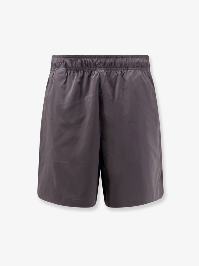 Stone Island Nylon Bermuda Shorts With Embroidered Logo On The Back Charcoal