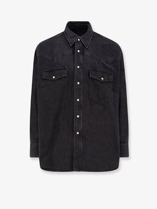 Studio Nicholson Black Denim Shirt With Enamelled Buttons Washedblack