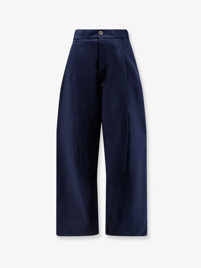 Studio Nicholson High Waist Cotton Trousers Darknavy