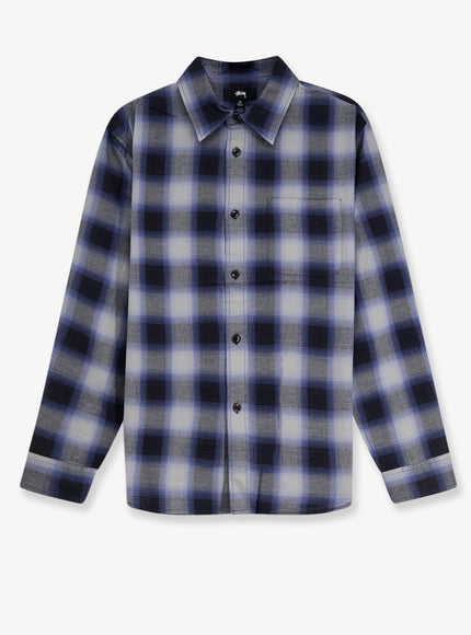 Stussy Beach Ombre Plaid Madras Cotton Shirt Black