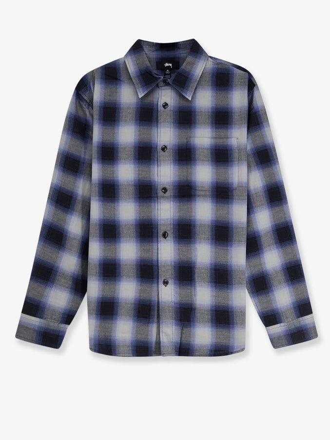 Stussy Beach Ombre Plaid Madras Cotton Shirt Black