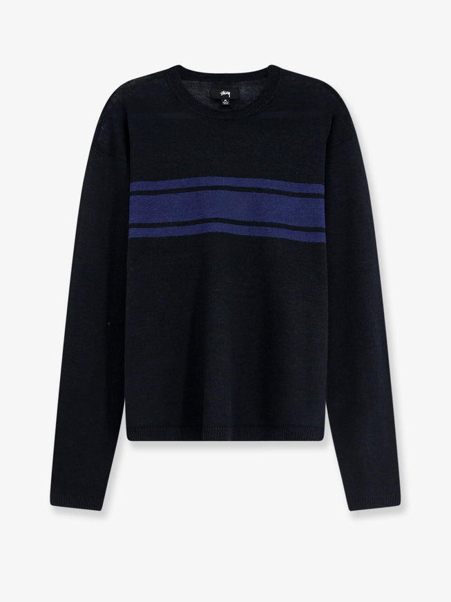 Stussy Striped Cotton And Linen Sweater Black