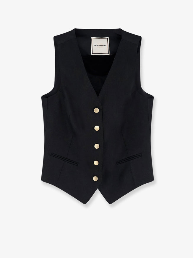 Tagliatore Linen Vest Nero
