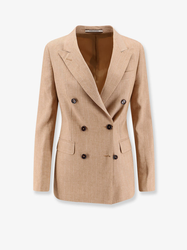 Tagliatore Parigi Linen And Viscose Blazer Fango