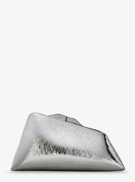 The Attico 8.30 Pm Laminated Leather Clutch Bag With Logo Engraved On The Bottom Uni Silver