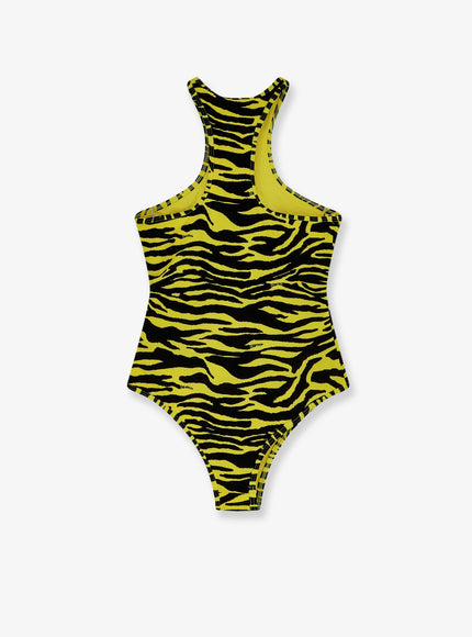 The Attico Lycra One-Piece Swimsuit With Zebra Print