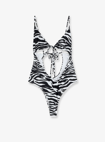 The Attico One-Piece Swimsuit With Zebra Print Whiteblack