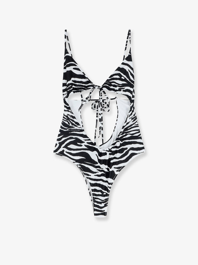 The Attico One-Piece Swimsuit With Zebra Print Whiteblack