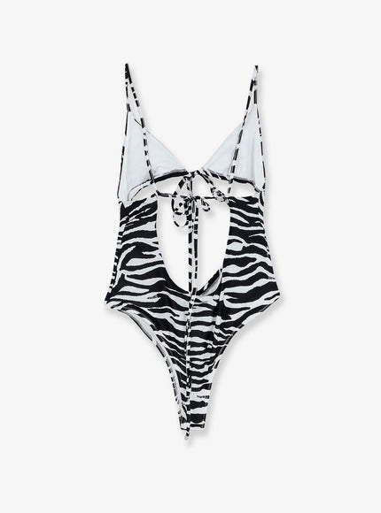 The Attico One-Piece Swimsuit With Zebra Print