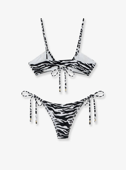The Attico The Attico Il Primo Bagno Lycra Bikini With Zebra Print