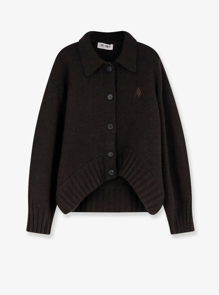 The Attico Virgin Wool And Cashmere Blend Cardigan Dark Brown