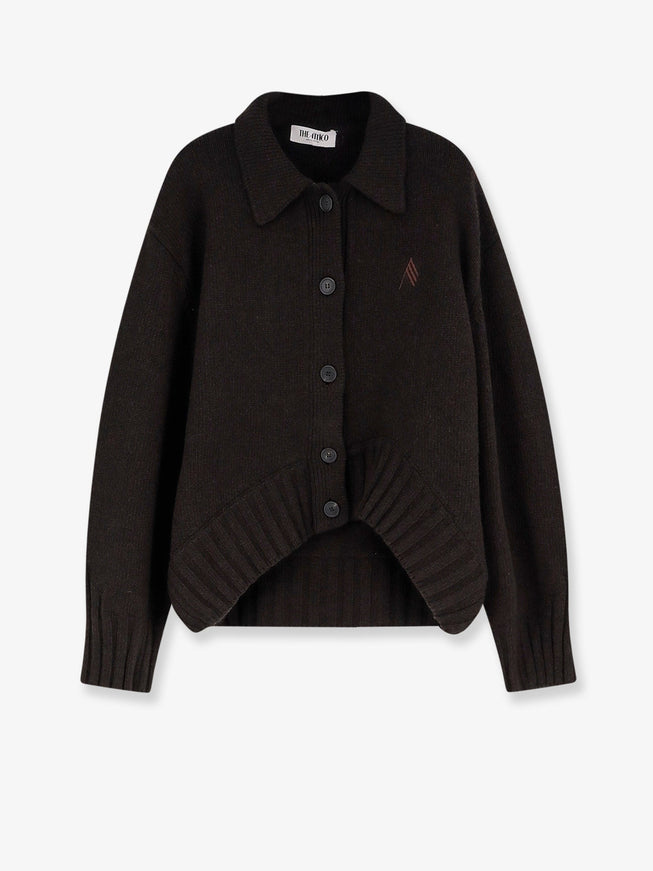 The Attico Virgin Wool And Cashmere Blend Cardigan Dark Brown