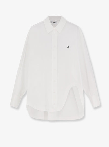 The Attico Oversize Cotton Shirt White Navy Blue