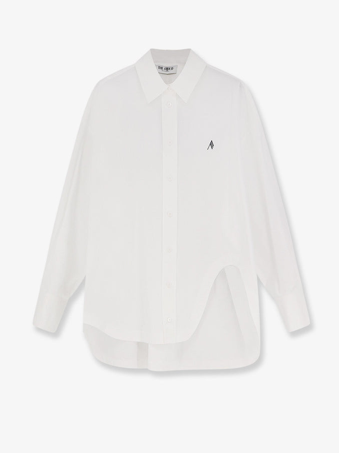 The Attico Oversize Cotton Shirt White Navy Blue