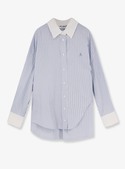 The Attico Oversize Cotton Shirt Light Blue White