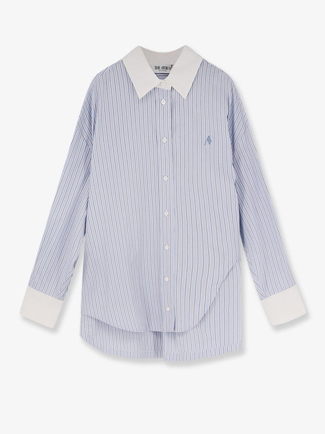 The Attico Oversize Cotton Shirt Light Blue White