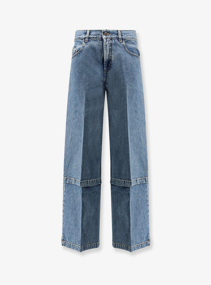 The Attico Jeans With Logo Embroidery Sky Blue