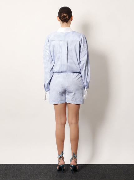 The Attico Striped Cotton Shorts