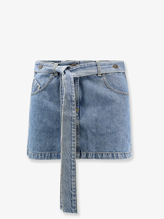 The Attico Denim Skirt With Belt Sky Blue