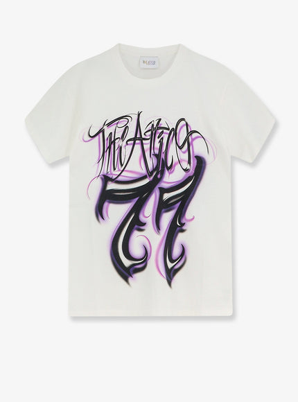 The Attico Cotton T-Shirt With Front Logo Print Whitemulticolor