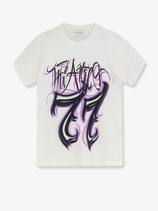 The Attico Cotton T-Shirt With Front Logo Print Whitemulticolor