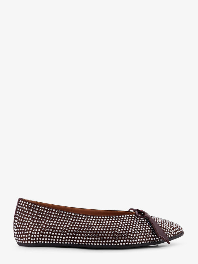 The Attico Kali Satin Ballerinas With All-Over Rhinestone Detail Dark Brown