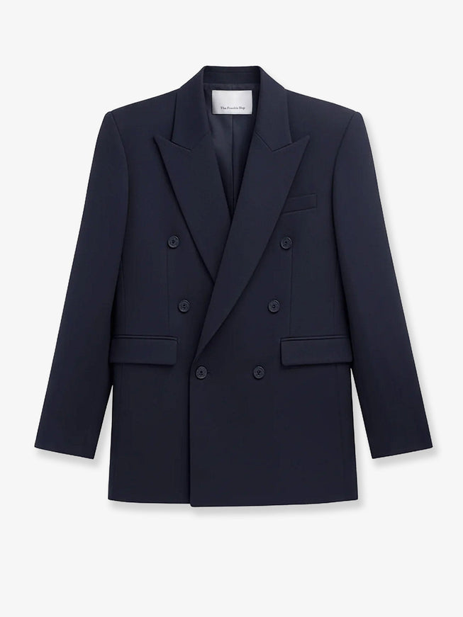 The Frankie Shop Monterey Structured Wool Blend Blazer Darknavy