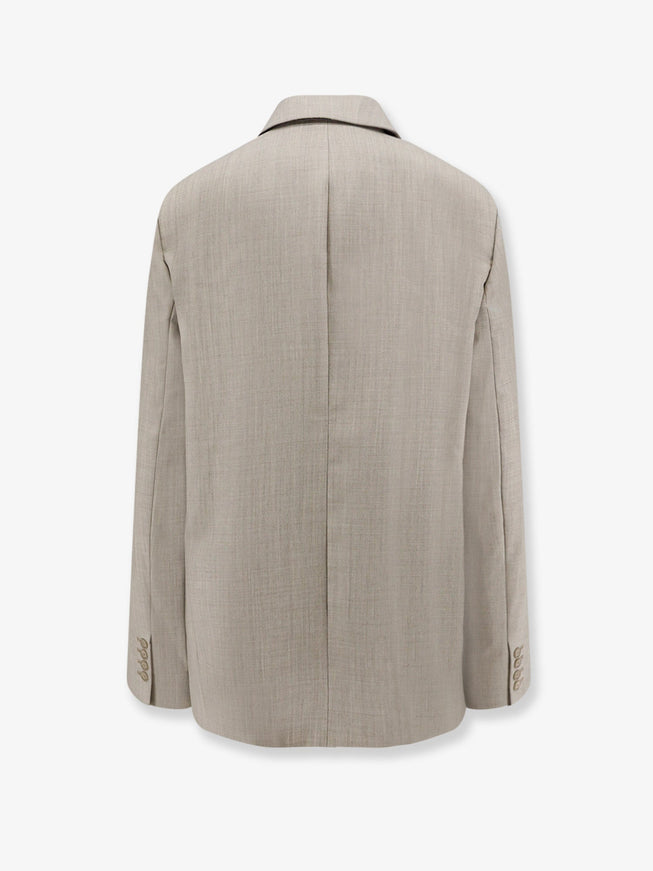 The Frankie Shop Newark Double-Breasted Mélange Virgin Wool Blazer