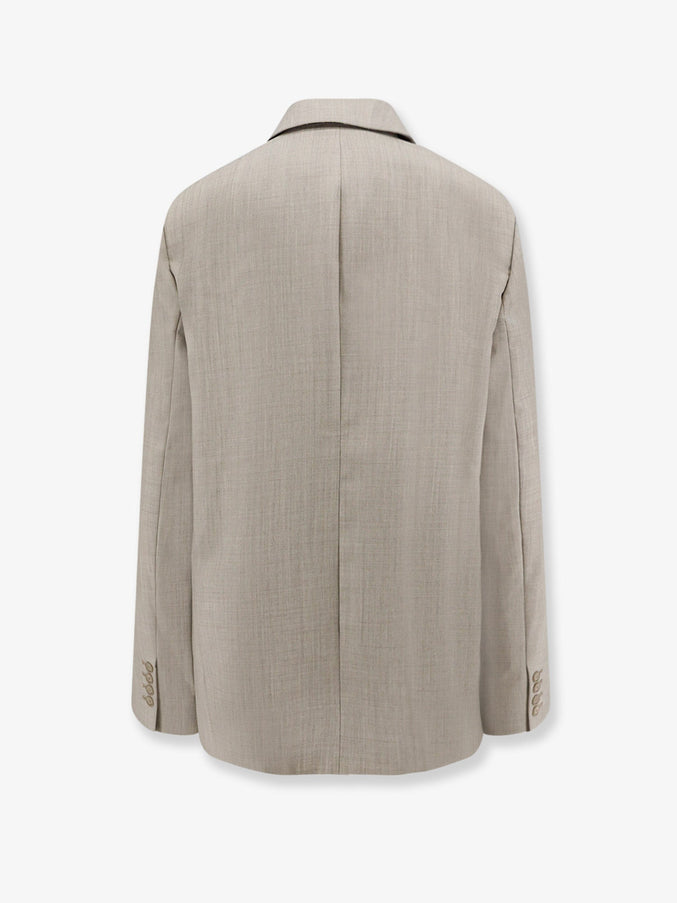 The Frankie Shop Newark Double-Breasted Mélange Virgin Wool Blazer