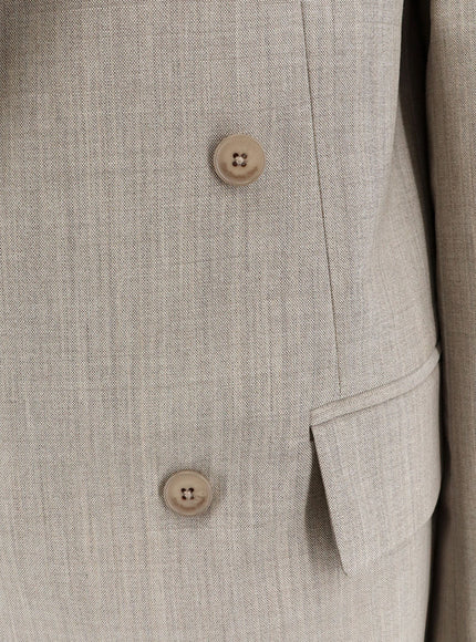 The Frankie Shop Newark Double-Breasted Mélange Virgin Wool Blazer