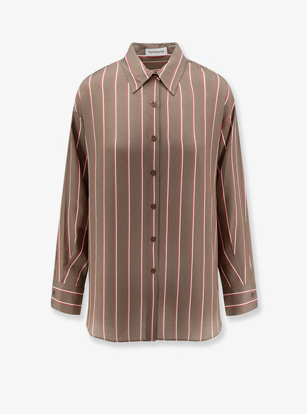 The Frankie Shop Peri Fluid Viscose And Silk Shirt Brown