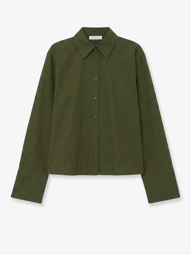 The Frankie Shop Tila Organic Cotton Shirt Olive