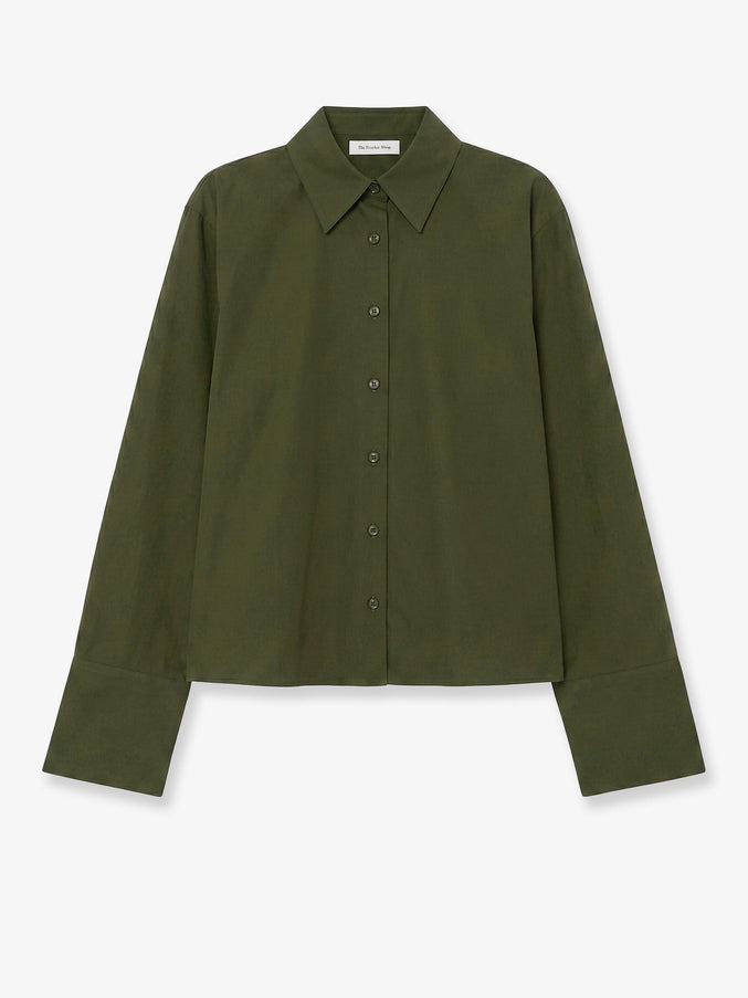 The Frankie Shop Tila Organic Cotton Shirt Olive