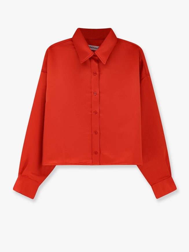 The Frankie Shop Arlen Satin Boxy Shirt Red