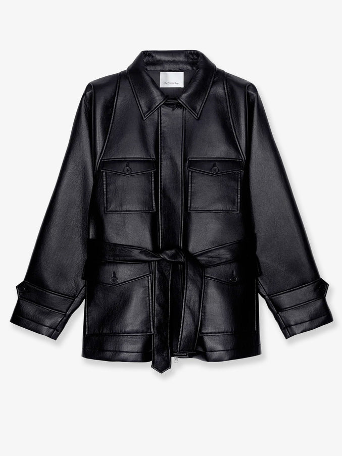 The Frankie Shop Kelia Faux Leather Trench Xs Black