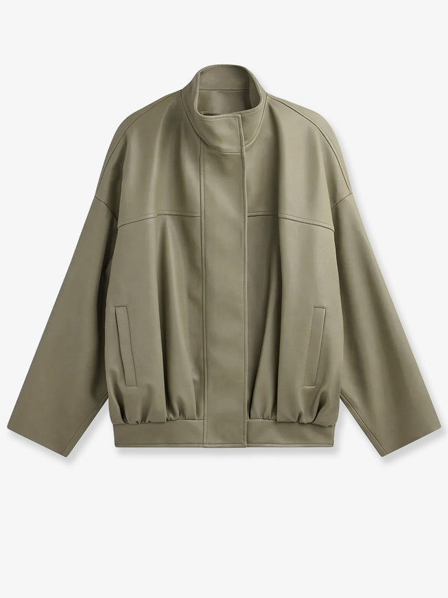 The Frankie Shop Veren Faux Leather Jacket Sage