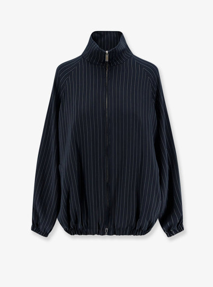 The Frankie Shop Baxter Pinstripe Recycled Material Jacket Navy Whitepinstripe
