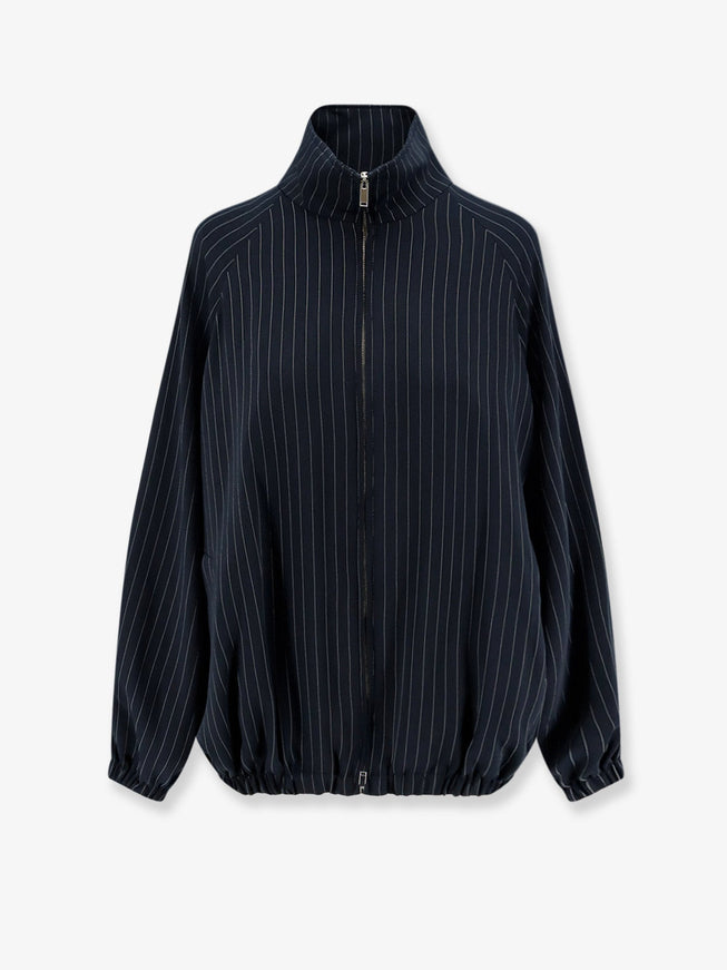 The Frankie Shop Baxter Pinstripe Recycled Material Jacket Navy Whitepinstripe