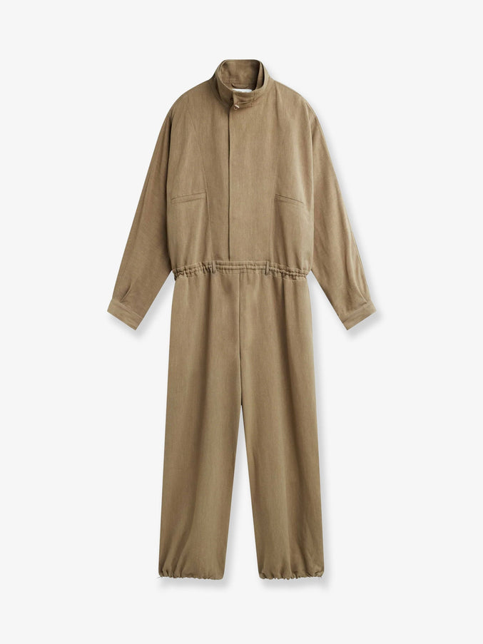 The Frankie Shop Marvin Viscose And Linen Jumpsuit Brown