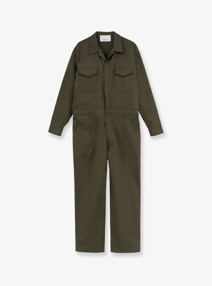 The Frankie Shop Ardea Cotton Jumpsuit Darkolive