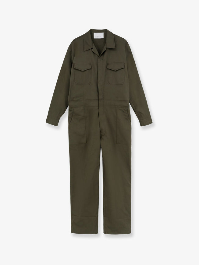 The Frankie Shop Ardea Cotton Jumpsuit Darkolive