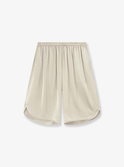 The Frankie Shop Nelis Satin Bermuda Shorts Champagne