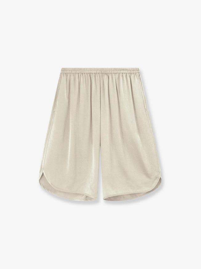 The Frankie Shop Nelis Satin Bermuda Shorts Champagne