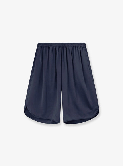 The Frankie Shop Nelis Satin Bermuda Shorts Navy
