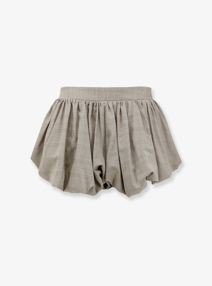 The Frankie Shop Alina Wool Blend Bubble Shorts Beigeglenplaid