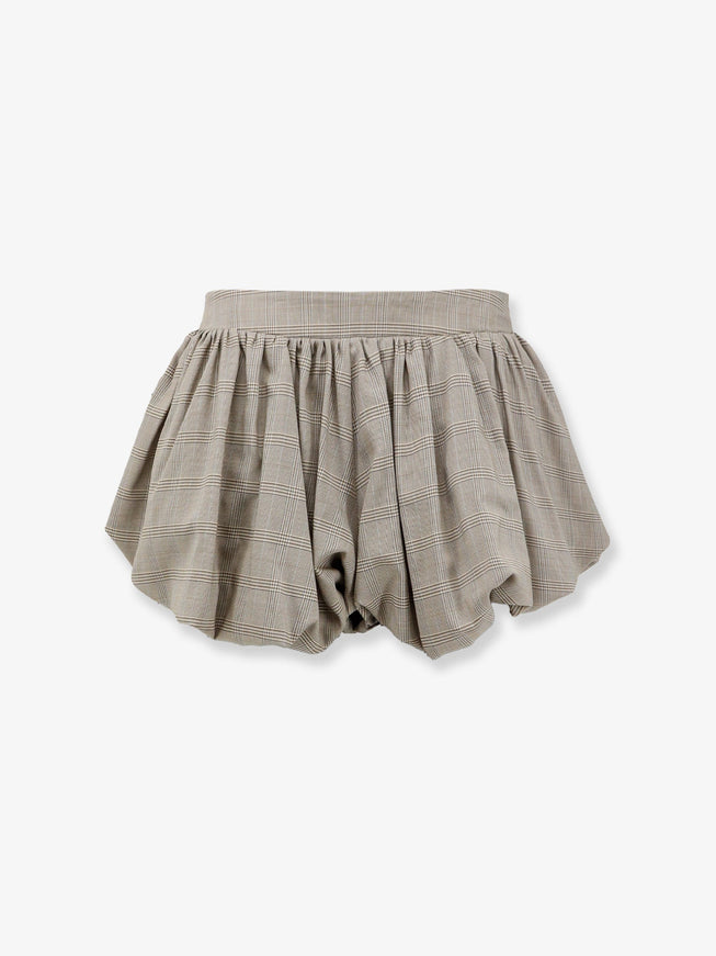The Frankie Shop Alina Wool Blend Bubble Shorts Beigeglenplaid