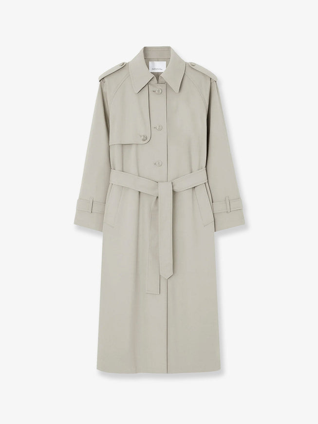 The Frankie Shop Riva Cotton Blend Trench Coat Lightbeige