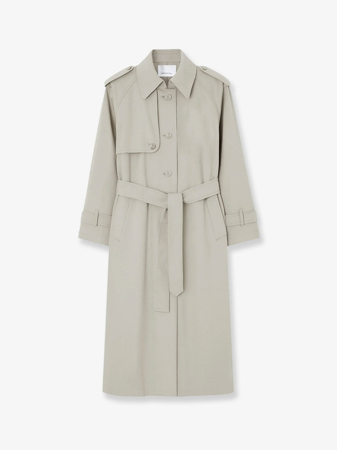 The Frankie Shop Riva Cotton Blend Trench Coat Lightbeige