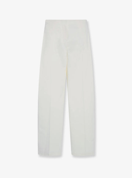 The Row Galileo Cotton And Silk Trousers Offwhite